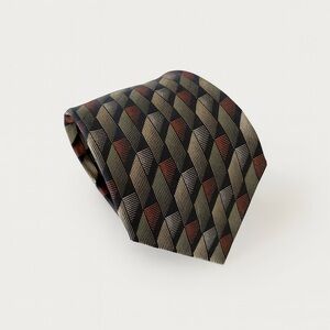 Vintage Pierre Cardin 100% Silk Black Geometric Patterned Tie